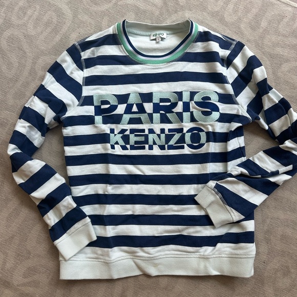 Kenzo Sweaters - Kenzo Navy and White Striped Sweatshirt